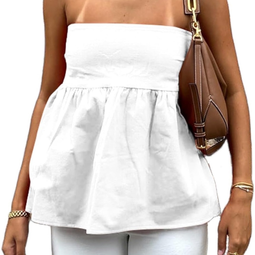 Elegant White Strapless Top